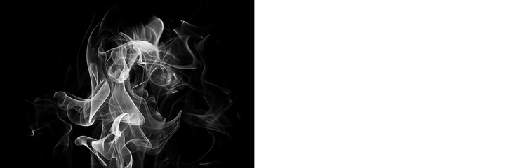Naklejka premium Realistic white steam swirl smoke effect png isolated on transparent background, soft vapor wave mist element for hot drink, food, aroma, fog overlay and cinematic atmosphere design