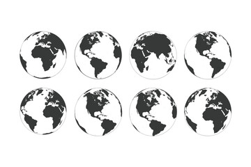 Obraz premium Eight globe showing different continents earth africa