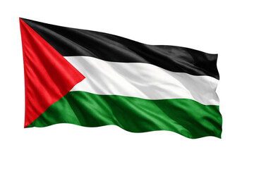 Obraz premium Waving Palestinian flag with vibrant colors representing freedom and national pride in isolation