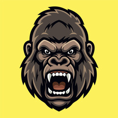 Angry Gorilla Illustration Character Vector Logo Template