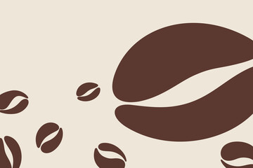 Obraz premium Coffee beans on beige background, modern background element with space for banner text, packaging, label, vector, flat design