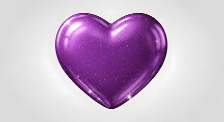 Obraz premium A shiny purple heart balloon with a metallic sheen and subtle sparkle on transparent background