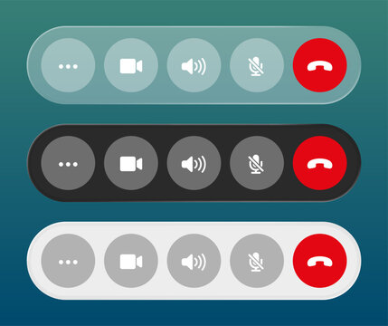 Phone calling icon set, Video call buttons set for element UI design