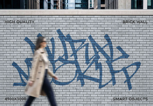 Urban Brick Wall Mural Mockup
