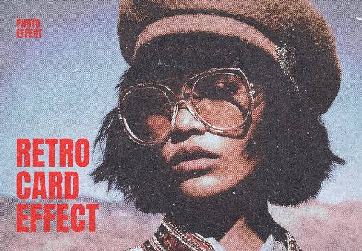 Retro Postcard Photo Effect Mockup