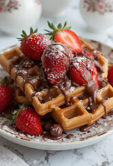 waffle with strawberries