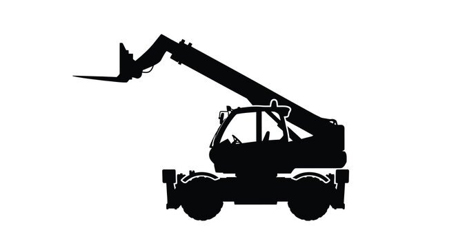 A stark silhouette showcases a heavy duty telescopic handler a versatile construction machine in a side profile high quality professional