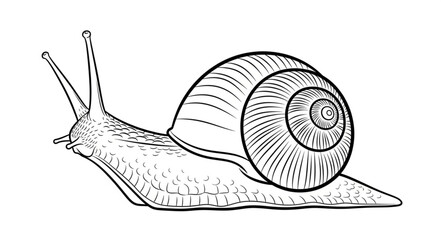 Detailed illustration of a snail with a spiral shell. © Ayung