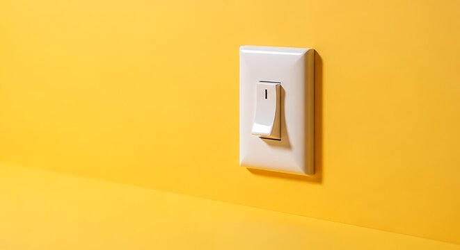 White Light Switch on Yellow Wall.
