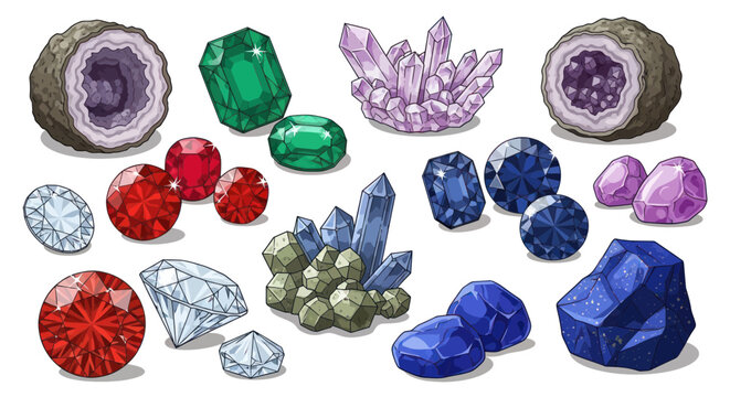 Collection of Precious Gemstones and Crystals