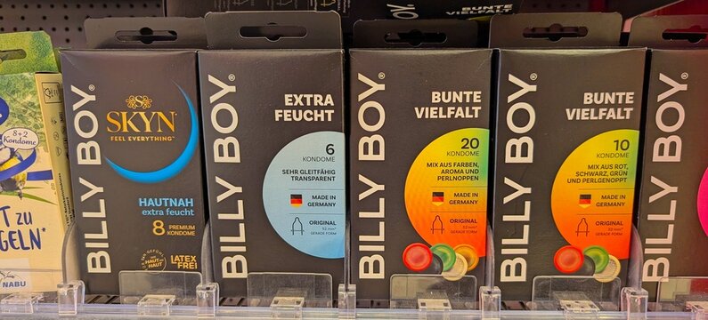 Billy Boy condom packages in a store