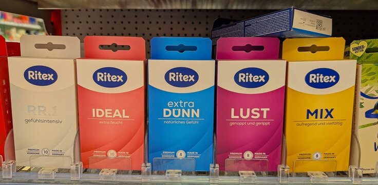 ritex condom packages in a store