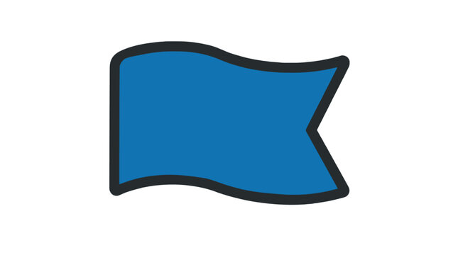 Minimalist blue flag icon with bold black outline