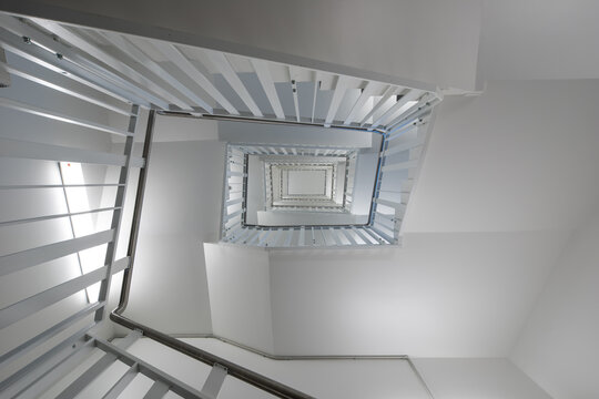 Minimalist modern staircase interior architecture perspective inside hospital building