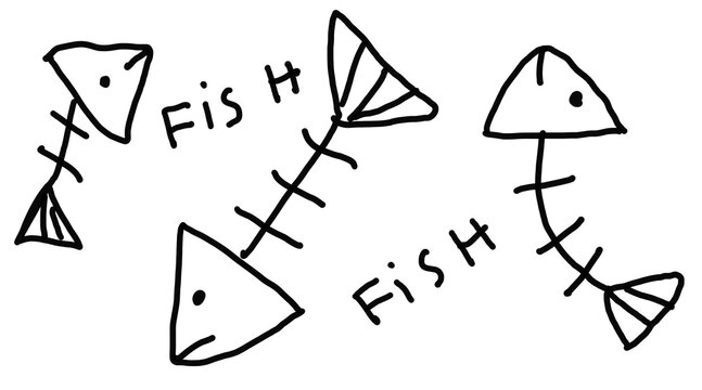 Hand-drawn fish bones