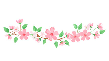 Fototapeta premium Pink cherry blossom floral divider