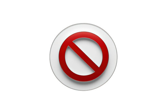 Forbidden access or restricted content 3d button icon symbolizing no entry, ban, or warning with transparent background