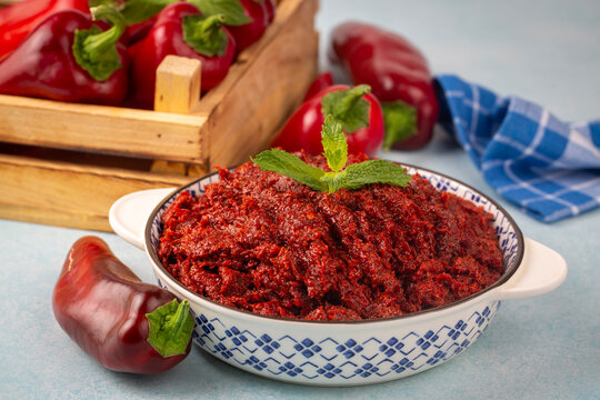 Turkish style pepper paste (biber salcasi)