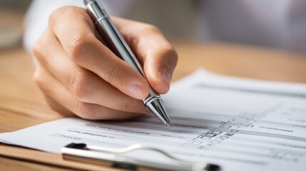 Close up of young general practitioner hand using stylus pen to mark medical checklist on digital tablet while reviewing patient symptoms for diagnosis, health assessment and lifestyle consultation in