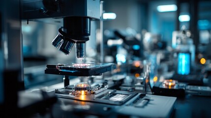 Fototapeta premium Close-up of advanced medical laser equipment in a modern laboratory, high-tech surgical instruments and precision healthcare technology for research and clinical applications