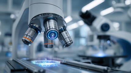 Fototapeta premium Close-up of advanced medical laser equipment in a modern laboratory, high-tech surgical instruments and precision healthcare technology for research and clinical applications