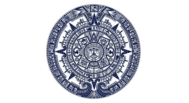 Aztec Sun Stone Calendar Symbol Graphic