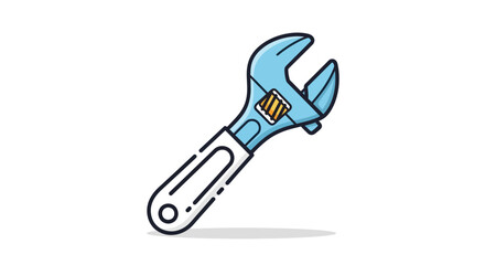 Obraz premium Adjustable wrench illustration on white background for repair and maintenance.