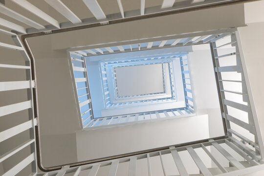 Minimalist modern staircase interior architecture perspective inside hospital building