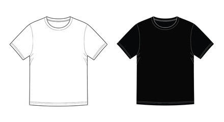 Naklejka premium A minimalist illustration showcases two identical t shirts one white and the other black presented side by side high quality professional detailed