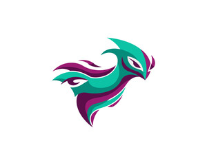 Obraz premium Dynamic Abstract Bird Design, Logo Concept, Creative Graphic Art, Modern Aesthetics, Vibrant Colors, Artistic Style