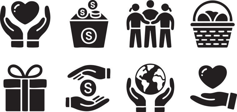 International Charity Day Icon Set