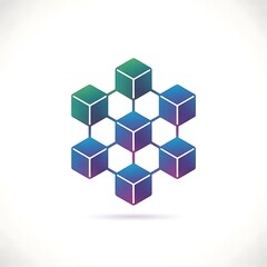 Obraz premium Blockchain cube network distributed technology illustration