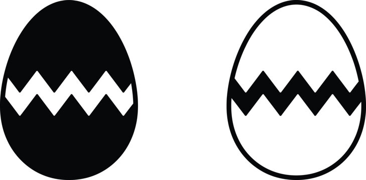 Black and white easter eggs with zigzag patterns