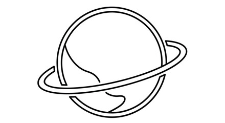 Simple line drawing of saturn with its prominent rings a celestial body © Saidul_Studio1984