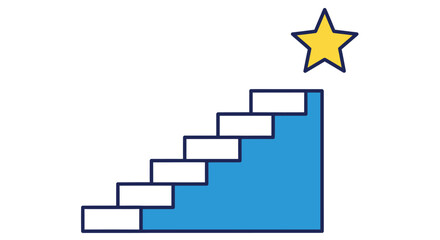 Obraz premium A simple illustration of a blue staircase leading to a bright yellow star