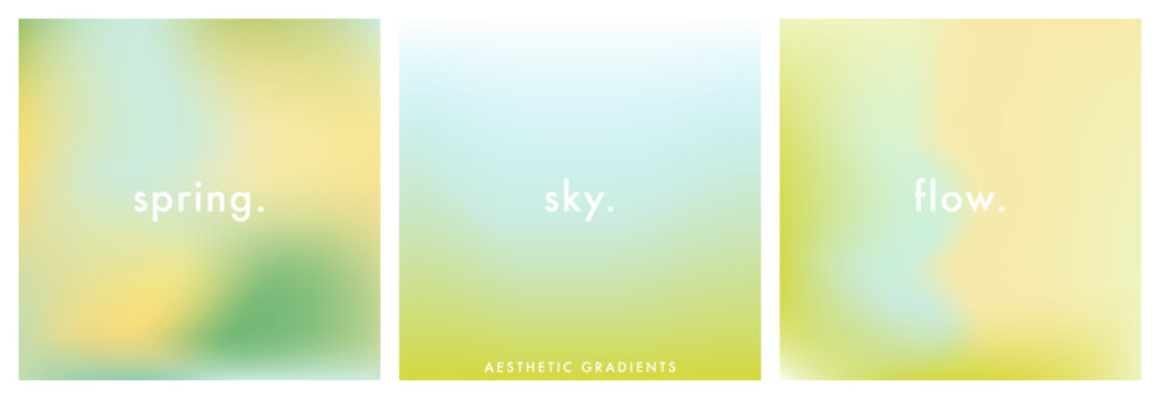 Pastel blue, spring green gradient backgrounds. Soft blurry texture, smooth color transitions. Fresh spring season abstract backdrops for social media posts, covers, banners, modern digital layouts