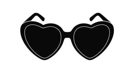 A striking black and white illustration depicts a pair of sunglasses with heart shaped lenses creating a playful design high quality professional © Tushar02