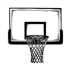 Hand Drawn Basketball Hoop and Net Sketch Isolated on White Background © zui