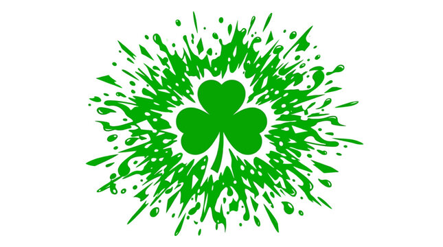 Vibrant green splash design featuring a central shamrock symbol, ideal for St. Patrick's Day themes