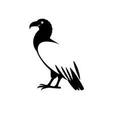 Fototapeta premium Vulture Silhouette: A stark, high-contrast illustration of a vulture in profile, showcasing the bird's distinctive features in a minimalist design, perfect for symbolic representation.