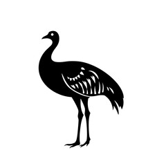 Obraz premium Elegant Bird Silhouette: A striking silhouette of a graceful bird, captured with clean lines and a minimalist aesthetic, embodies the essence of avian elegance.