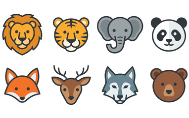 Obraz premium Minimal Animal Icon Set Collection