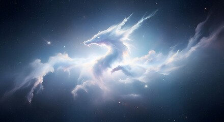 Fototapeta premium Dragon shaped nebula in deep space with stars galaxy