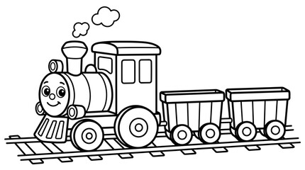 Smiling train engine with carriages. © Kebo