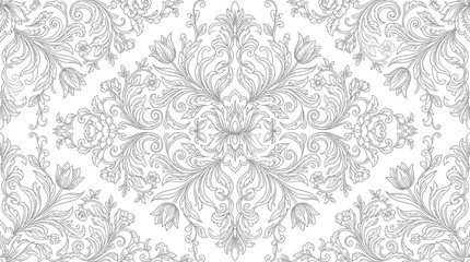 Intricate floral pattern design featuring ornate details on a clean white background © Kebo