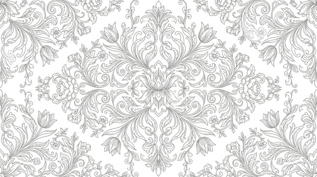Intricate floral pattern design featuring ornate details on a clean white background