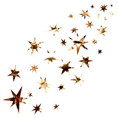 Fototapeta premium Golden stars scattered across a transparent background create a festive and celebratory feel