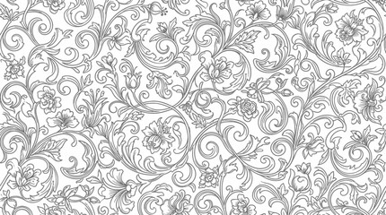 Black and white floral damask pattern.