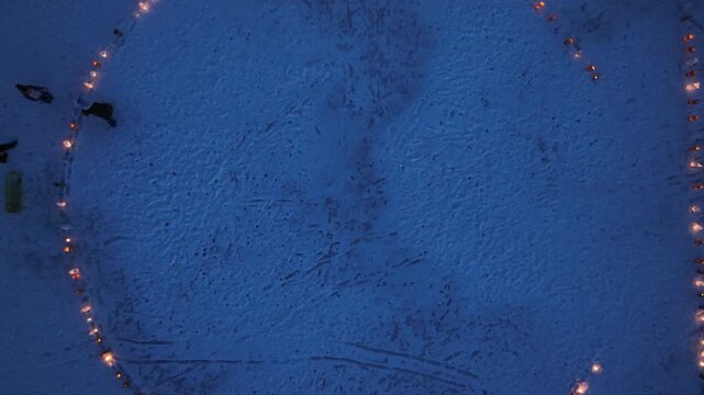 Abolish ICE Luminary display by drone, rise-reverse