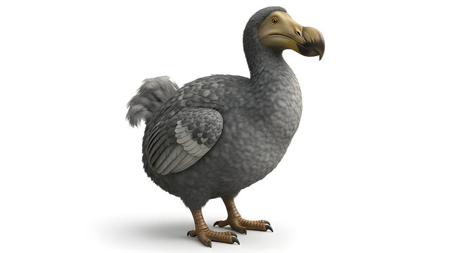 Dodo bird reconstructed with realistic feathers and proportions. Isolated on White background